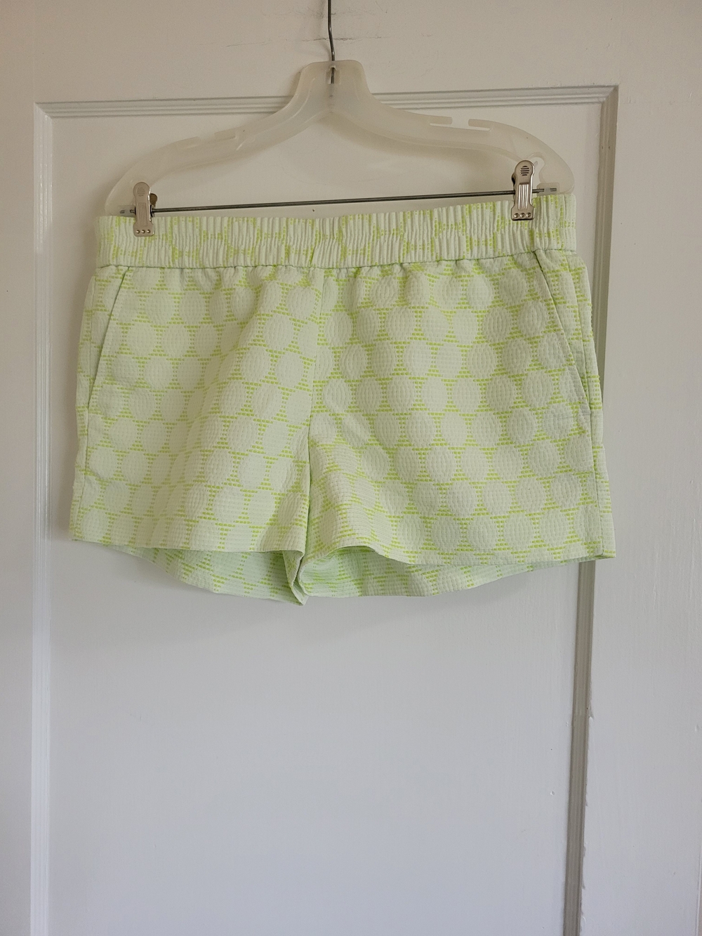 J. Crew Boardwalk Suzy Circles Neon Green and White Shorts Size 10
